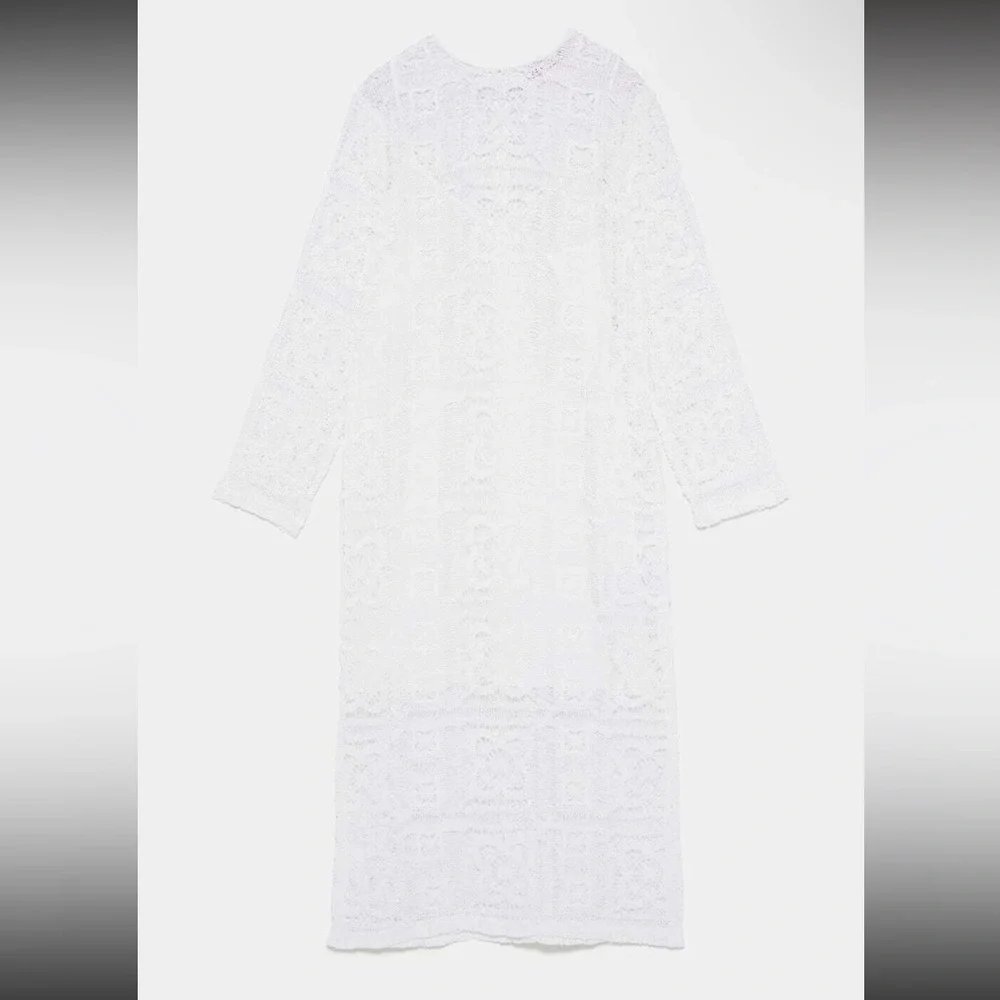 Zara boho crochet knit midi dress blogger favorite - Picture 8 of 9